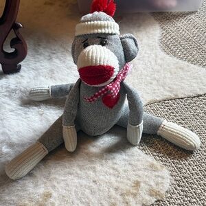 Gray and Red Sock Monkey Plush Toy